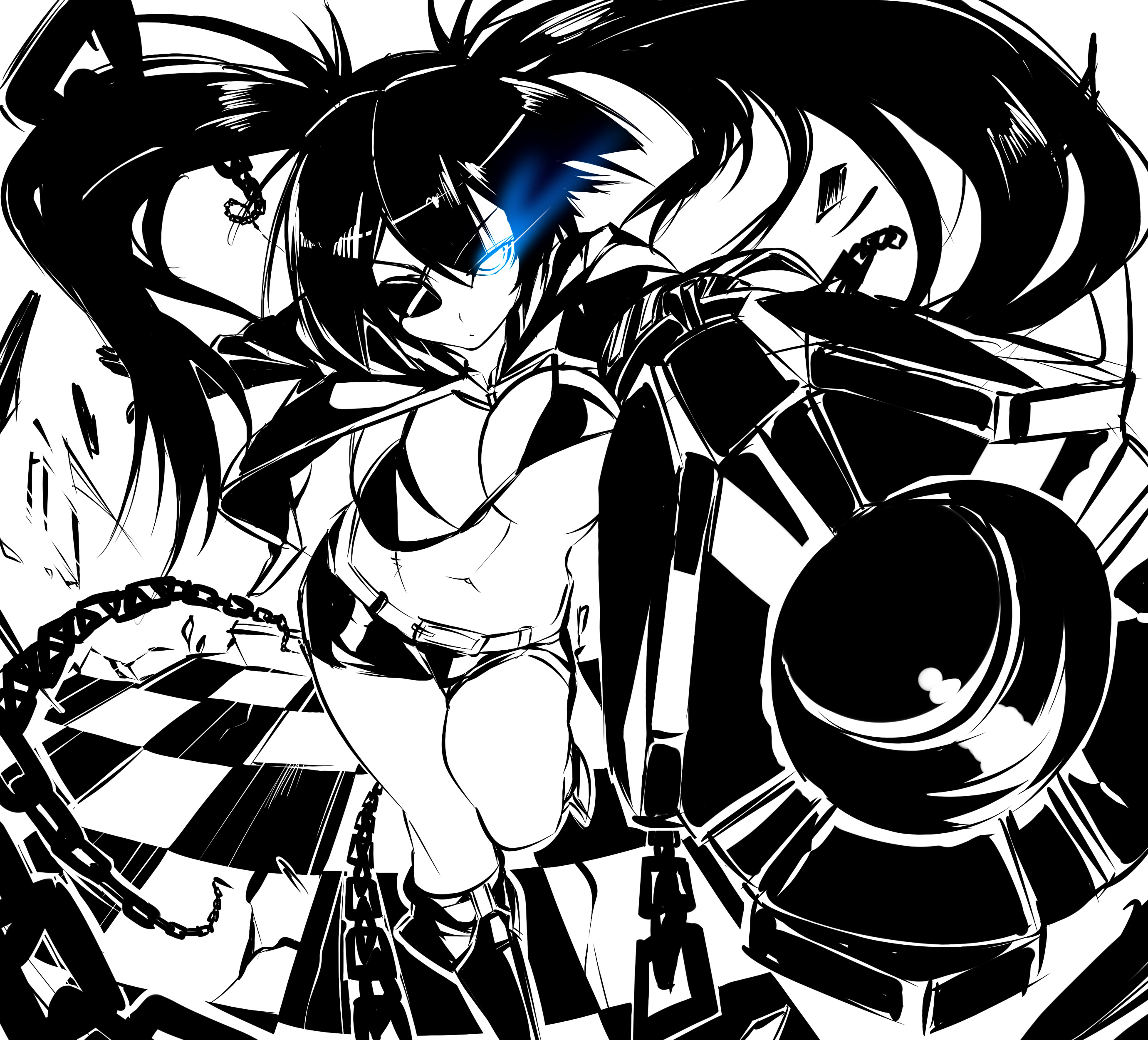 Potion Black Rock Shooter Vocaloid Black Rock Shooter Character Bikini Top Cleavage Eyepatch